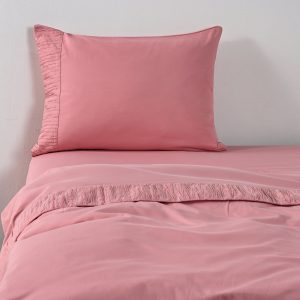 Sábanas 1.5 Plazas Microfibra Plizada Rosa