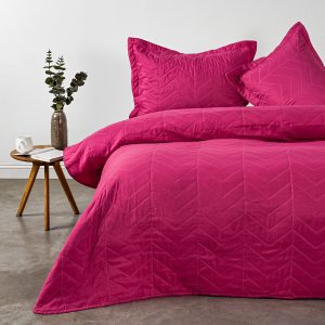 Quilt 2 Plazas Bicolor Guinda Rosa