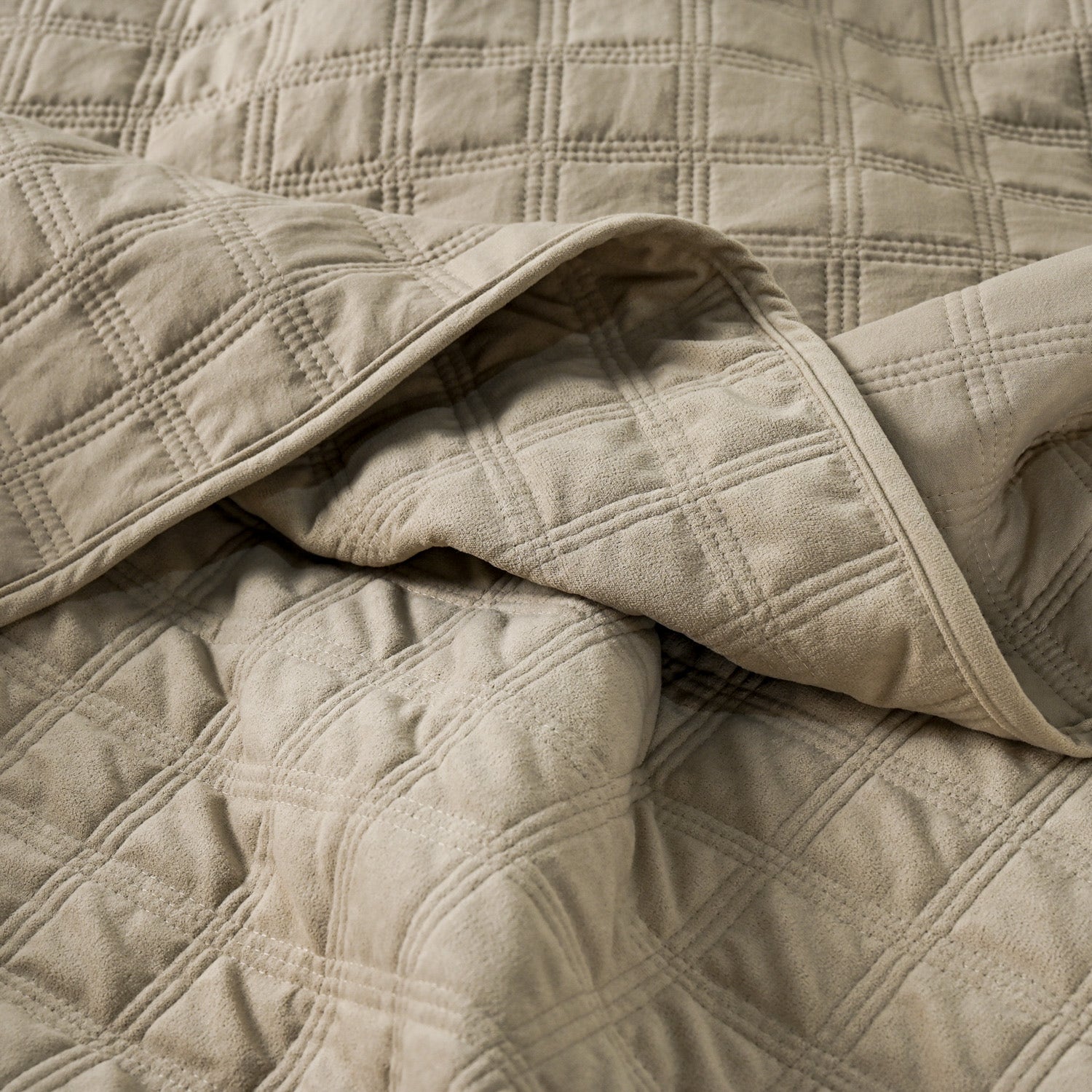 Quilt 2 Plazas Squares Beige - 图片 2