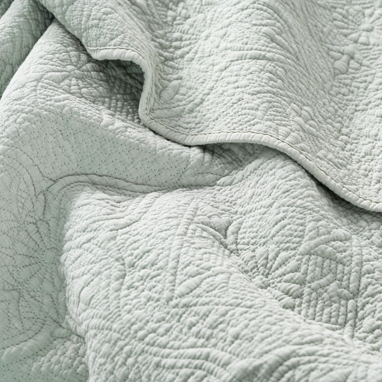 Quilt 2 Plazas Liso Ruffle Sage - 图片 3