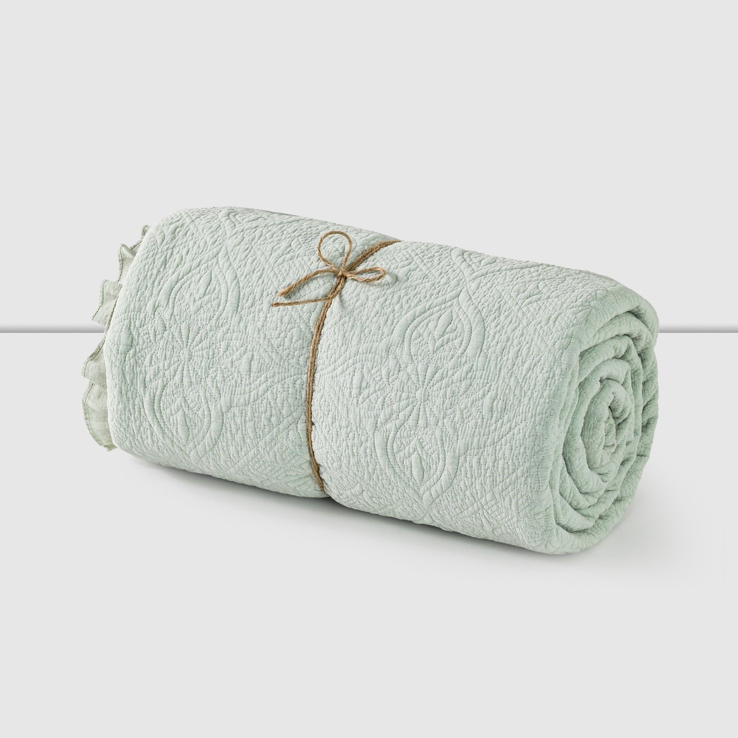 Quilt 2 Plazas Liso Ruffle Sage - 图片 2