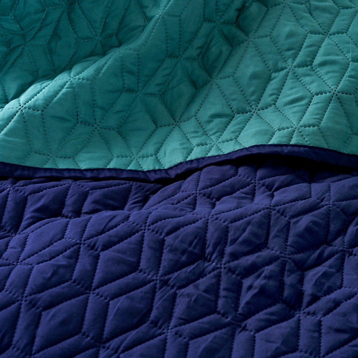 Quilt 2 Plazas Bicolor Azul Caribe - 图片 3
