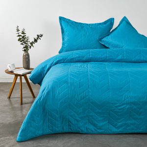 Quilt 2 Plazas Bicolor Turquesa Gris