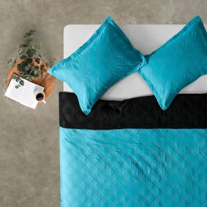 Quilt 2 Plazas Bicolor Turquesa
